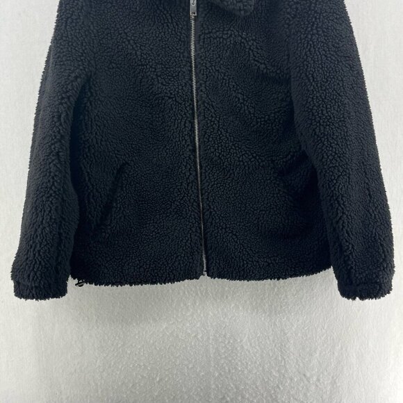 H&M LOGG Jacket Womens S Black Sherpa Fleece Lined Relaxed Fit Furry Casual - Picture 7 of 13